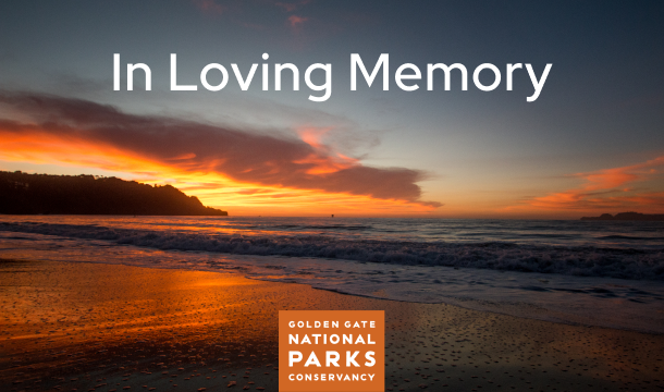 A beach at sunset with the words 'In Loving Memory'