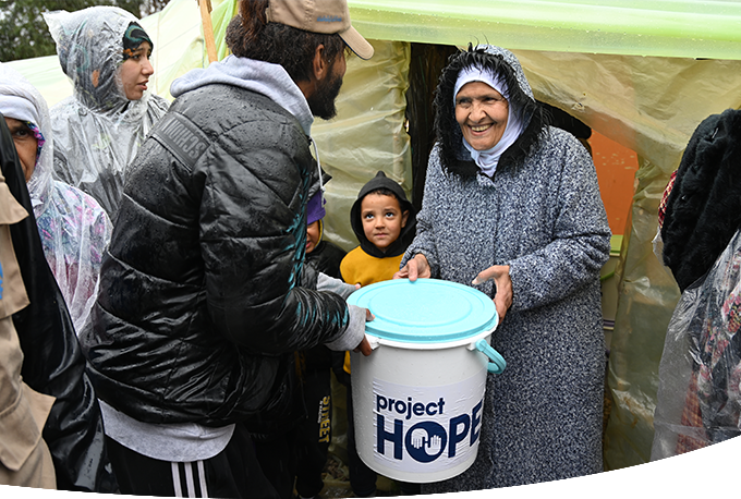 Hygiene kit distribution by Project HOPE partner High Atlas Foundation in Amizmiz, Morocco