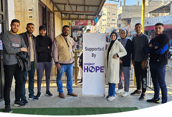 Project HOPE team members in Deir Al Balah, Gaza at Project HOPE's primary health clinic.